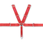 SFI 5 Point Cam Lock Harness with Bolt Plates Red Pull Up