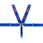 SFI 5 Point Cam Lock Harness with Bolt Plates Blue Pull Up