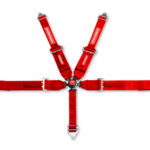 SFI 5 Point Cam Lock Harness with 3" to 2" Shoulder Belts Red Pull Down