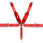 SFI 5 Point Cam Lock Harness with 3" to 2" Shoulder Belts Red Pull Up