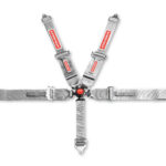 SFI 5 Point Cam Lock Harness with 3" to 2" Shoulder Belts Silver Pull Down