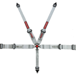 SFI 5 Point Cam Lock Harness with 3" to 2" Shoulder Belts Silver Pull Up