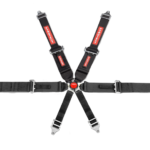 SFI 6 Point Cam Lock Harness 3" to 2" Shoulder Belts Pull Up Black