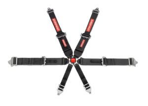 SFI 6 Point Cam Lock Harness 3" to 2" Shoulder Belts Pull Up Black