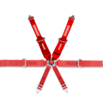 SFI 6 Point Cam Lock Harness 3" to 2" Shoulder Belts Pull Up Red