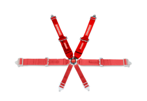 SFI 6 Point Cam Lock Harness 3" to 2" Shoulder Belts Pull Up Red