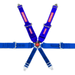 SFI 6 Point Cam Lock Harness 3" to 2" Shoulder Belts Pull Up Blue
