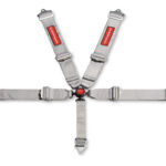 SFI 5 Point Cam Lock Harness with Light Weight Adjusters 3" Pull Down Silver