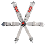 SFI 6 Point Cam Lock Harness with Light Weight Adjusters 3" Pull Down Silver