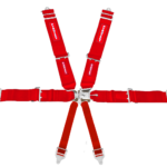 SFI 6 Point Latch Link Harness 3" Shoulder 3" Belt Red Pull Up
