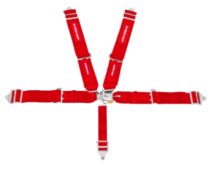 SFI 5 Point Latch Link Harness 3" Shoulder 3" Belt Red Pull Up