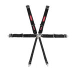 SFI 6 Point Latch Link Harness 3" Shoulder 3" Belt Black Pull Up