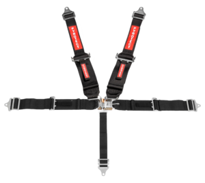 SFI 5 Point Latch Link Harness 2" Shoulder 3" Belt Black Pull Up