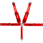 SFI 5 Point Latch Link Harness 2" Shoulder 3" Belt Red Pull Up