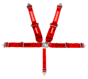 SFI 5 Point Latch Link Harness 2" Shoulder 3" Belt Red Pull Up