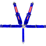 SFI 5 Point Latch Link Harness 2" Shoulder 3" Belt Blue Pull Up