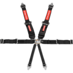 SFI 6 Point Latch Link Harness 2" Shoulder 3" Belt Black Pull Up