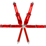 SFI 6 Point Latch Link Harness 2" Shoulder 3" Belt Red Pull Up