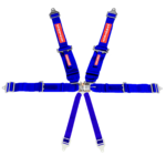 SFI 6 Point Latch Link Harness 2" Shoulder 3" Belt Blue Pull Up
