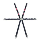 SFI 6 Point Latch Link Harness 2" Shoulder 2" Belt Black Pull Down