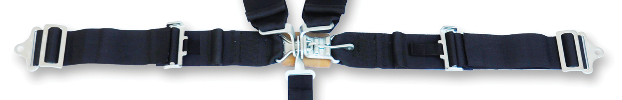 SB290120 BLACK HARNESS 2in L&L PU SFI Latch Link 3" Lap Belt Black Pull Up - Image 1